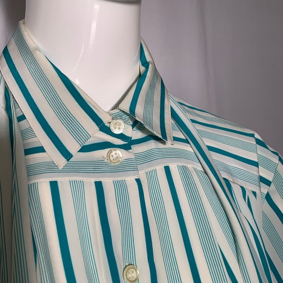 Vintage, long sleeve, button-down blouse striped - Picture 3 of 8